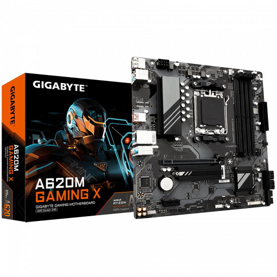 Mainboard GIGABYTE A620M GAMING X (AM5, 4x DDR5, HDMI, Displayport, M.2 PCIe 4.0, m-ATX)