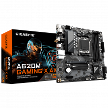 Mainboard GIGABYTE A620M GAMING X AX (AM5, 4x DDR5, HDMI, Displayport, M.2 PCIe 4.0, WiFi 6E, m-ATX)