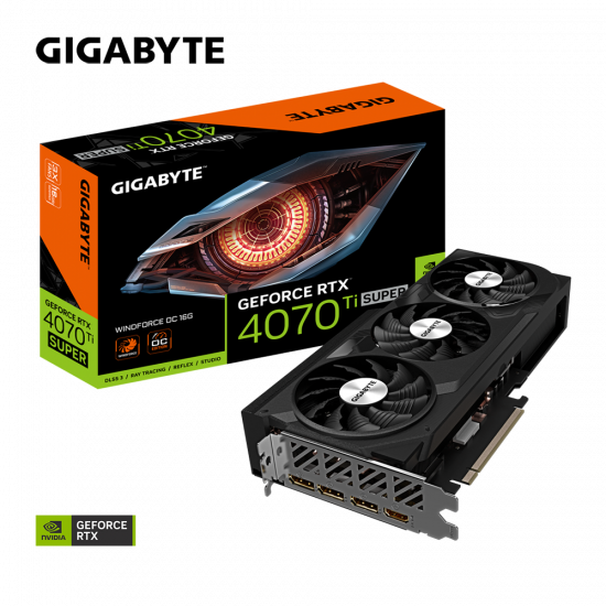 Card màn hình VGA Gigabyte GeForce RTX 4070 Ti SUPER WINDFORCE OC 16G GDDR6X (N407TSWF3OC-16GD)