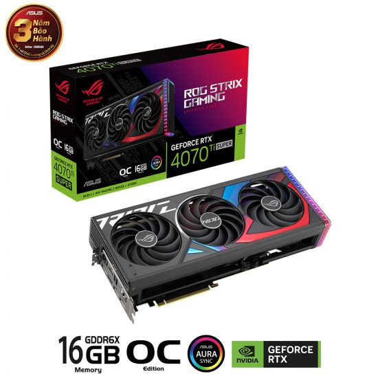 Card màn hình VGA ASUS ROG Strix GeForce RTX 4070 Ti SUPER 16GB GDDR6X OC Edition (ROG-STRIX-RTX4070TIS-O16G-GAMING)