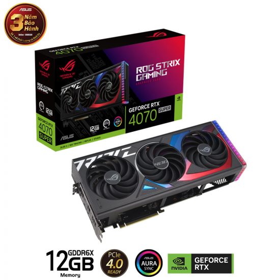 Card màn hình VGA ASUS ROG Strix GeForce RTX 4070 SUPER 12GB GDDR6X (ROG-STRIX-RTX4070S-12G-GAMING)