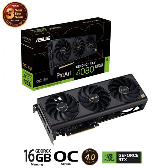 Card màn hình VGA Asus ProArt GeForce RTX 4080 SUPER 16GB GDDR6X OC Edition (PROART-RTX4080S-O16G)