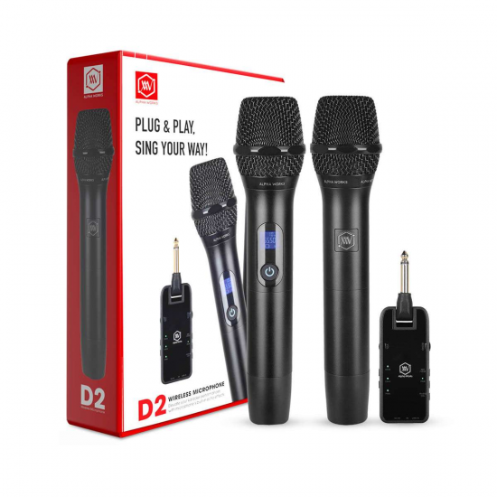 Bộ Micro Karaoke Không Dây ALPHA WORKS D2, Hàng chính hãng