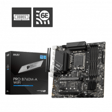 Mainboard MSI PRO B760M-A WIFI (LGA 1700, 4x DDR5, HDMI, Displayport, M.2 PCIe 4.0, WiFi 6E, m-ATX)