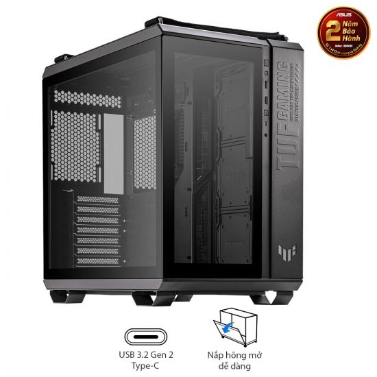 Vỏ Case Asus TUF Gaming GT502 Black (Mid Tower, ATX, 2 mặt cường lực, USB-C, Có quai xách, Chưa bao gồm Fan, Max 13 Fan)