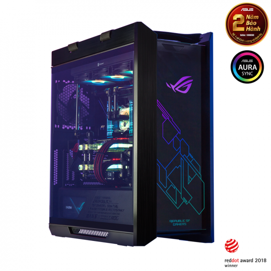 Vỏ Case Asus ROG Strix Helios GX601 Black (Mid Tower, E-ATX, 3 mặt cường lực, USB-C, Có quai xách, Sẵn 4 Fan, Max 7 Fan)