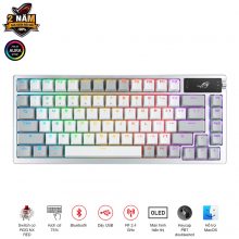 Bàn phím cơ không dây Asus ROG Azoth White NX Red Switch (75 phím, USB-C, Bluetooth, RF 2.4GHz, Hotswap, Màn OLED)