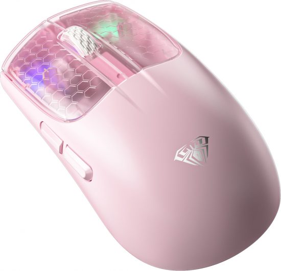 Chuột Gaming Không Dây AULA SC560 Pink (10.000 DPI, 3 chế độ kết nối, Trọng lượng 55g siêu nhẹ, LED RGB)