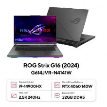 LAPTOP GAMING ASUS ROG G16 G614JVR-N4141W (Intel Core I9-14900HX, RAM 32GB DDR5, SSD 512GB, VGA RTX4060, Màn Hình 16inch WQXGA + 240Hz, Windows 11)