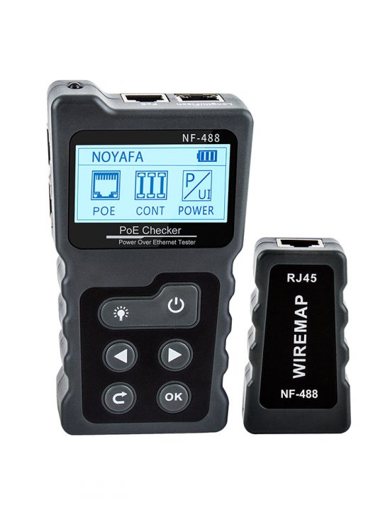 Bộ test và kiếm tra tín hiệu cáp mạng có POE NOYAFA NF-488 (RJ45, Màn LCD, Pin 3 x AAA)