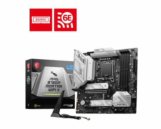 Mainboard MSI MAG B760M MORTAR WIFI II (LGA1700, 4x DDR5, HDMI, Displayport, M.2 PCIe 4.0, WiFi 6E)