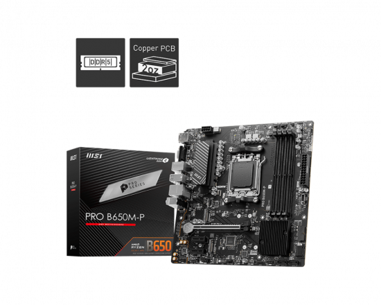 Mainboard MSI PRO B650M-P (AM5, 4x DDR5, HDMI, Displayport, VGA, M.2 PCIe 4.0)