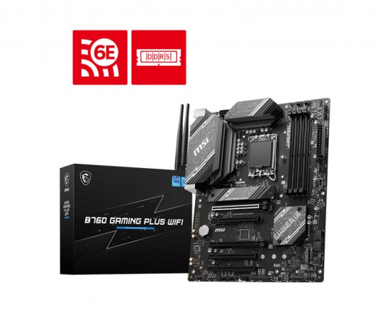 Mainboard MSI B760 GAMING PLUS WIFI (LGA1700, 4x DDR5, HDMI, Displayport, M.2 PCIe 4.0, WiFi 6E)