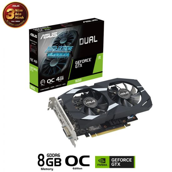 Card màn hình VGA ASUS Dual GeForce GTX 1650 OC Edition 4GB GDDR6 EVO (DUAL-GTX1650-O4GD6-P-EVO)