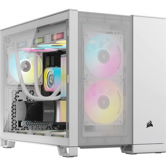 Vỏ case Corsair 2500D Airflow Mid-Tower TG White (CC-9011264-WW) (m-ATX, Chưa bao gồm Fan, Max 11 Fan, Rad 360)