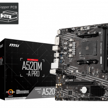 Mainboard MSI A520M-A PRO (AM4, 2 x DDR4, HDMI, DVI, M.2 PCIe 3.0, m-ATX)