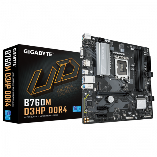 Mainboard GIGABYTE B760M D3HP DDR4 (LGA 1700, 4x DDR4, HDMI, Displayport, VGA, M.2 PCIe 4.0, m-ATX)