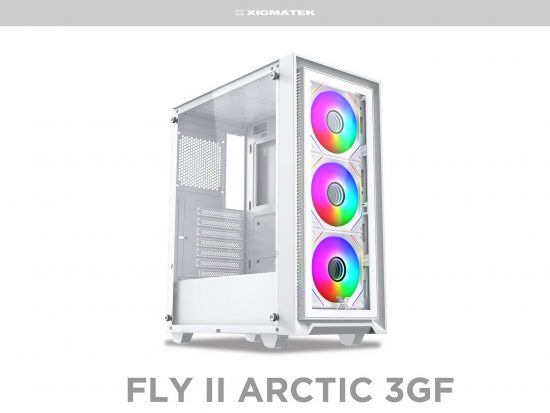 Vỏ case Xigmatek FLY II 3GF Arctic - EN44670 (ATX, 2 mặt cường lực, Sẵn 3 fan RGB, Max 6 fan)