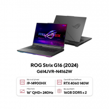 Laptop Gaming Asus ROG G16 G614JVR-N4162W (Intel Core I9-14900HX, RAM 32GB DDR5, SSD 1TB, RTX 4060 8GB GDDR6, Màn Hình 16inch QHD+ 240Hz, Windows 11 Home, Màu Xám)