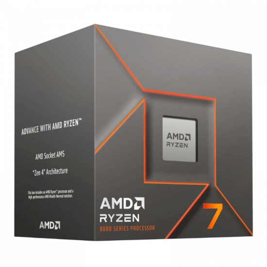 CPU AMD Ryzen 7 8700F (4.1GHz Up To 5.0GHz, 8 Nhân 16 Luồng, 24MB Cache, 65W, No GPU, Socket AM5, AMD Ryzen™ AI)