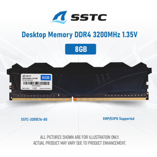 Ram Desktop DDR4 SSTC 8GB 3200MHz, Tản nhôm đen (SSTC-3200C16-8G)