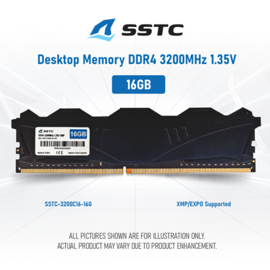 Ram Desktop DDR4 SSTC 16GB 3200MHz, Tản nhôm đen (SSTC-3200C16-16G)