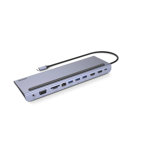 Đầu Chuyển USB-C 11 In 1 Unitek D1022B (2XHDMI, VGA, USB 3.0x3, USB-C 100W)