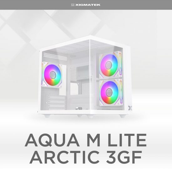 Vỏ case Xigmatek AQUA M LITE 3GF Arctic - EN44168 (m-ATX, Sẵn 3 fan RGB, Max 8 fan, Rad 240/280)