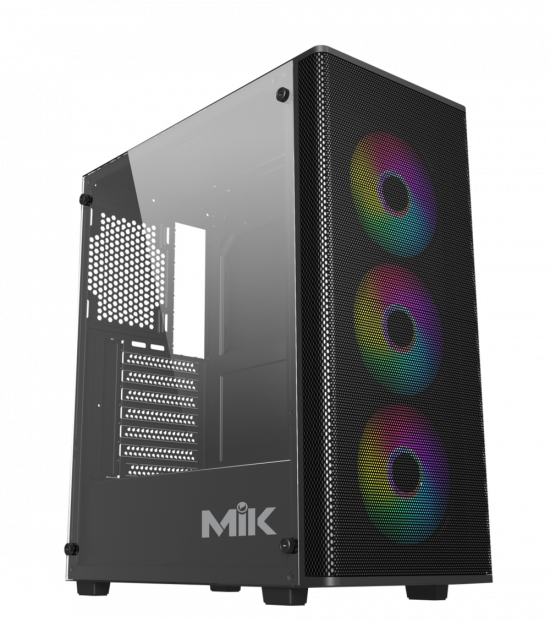 Vỏ case MIK AION Black 3FA (ATX, Sẵn 3 fan RGB, Max 8 fan, Rad 240)