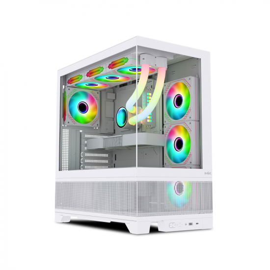 Vỏ case MIK Lumine White 4FA (ATX, Sẵn 4 fan RGB, Max 11 fan, Rad 360)