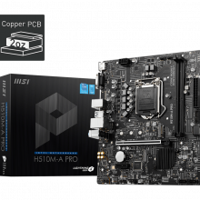 Mainboard MSI H510M-A PRO (LGA 1200, 2x DDR4, VGA, HDMI, M2 PCIe 3.0, m-ATX)