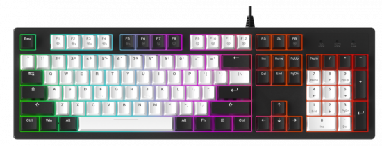 Bàn phím cơ DareU EK104 White Black - DareU Dream Switch (Keycap PBT Double shot, Rainbow LED, LED viền 2 bên)