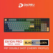 Bàn phím cơ không dây DareU EK104 PRO Black Golden - DareU Dream Switch (3 mode, PBT Keycap, Hotswap, LED RGB)