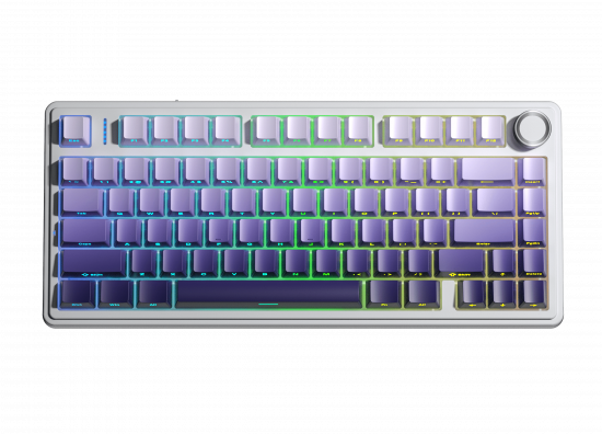 Bàn Phím Cơ Không Dây AULA F75 Pro White Purple Gradient Seiya Switch (3 mode, PBT Keycap, Gasket mount, Hotswap)