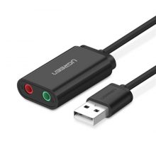 Đầu Chuyển USB 2.0 Sang Sound Ugreen 30724 (Dài 15cm, Đầu Ra Audio 3.5mm + Micro)