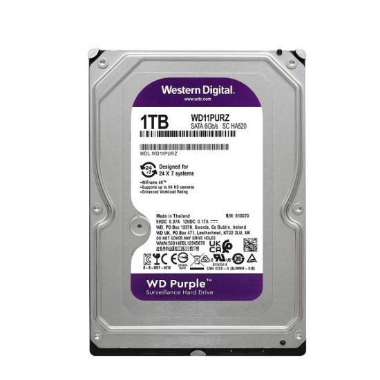 Ổ cứng gắn trong HDD WD Purple 1TB 3.5 inch, 5400RPM, SATA 6Gb/s, 64MB Cache (WD11PURZ)