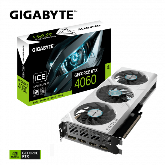 Card màn hình VGA Gigabyte GeForce RTX­­ 4060 EAGLE OC ICE 8G GDDR6 (GV-N4060EAGLEOC ICE-8GD)