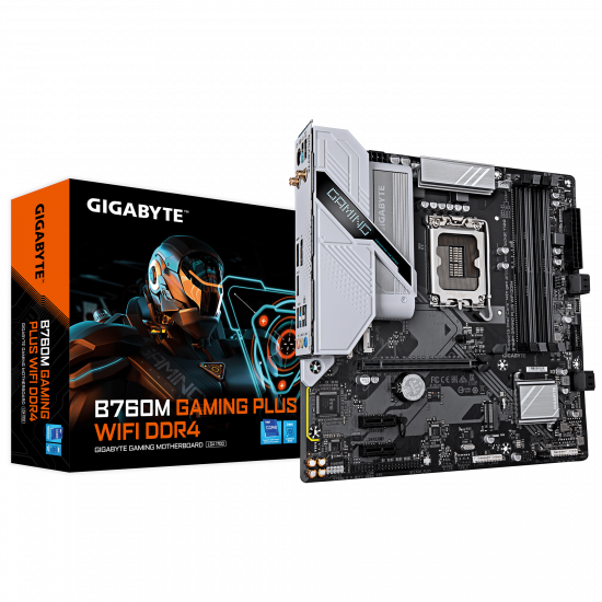 Mainboard Gigabyte B760M GAMING PLUS WIFI DDR4 (LGA 1700, 4x DDR4, HDMI, Displayport, M.2 PCIe 4.0, WiFi 6)