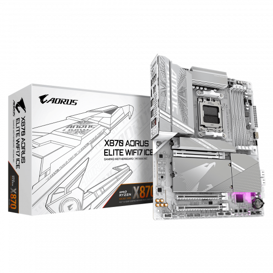 Mainboard Gigabyte X870 AORUS ELITE WIFI7 ICE (AM5, 4x DDR5, HDMI, USB4, M.2 PCIe 5.0, ATX)