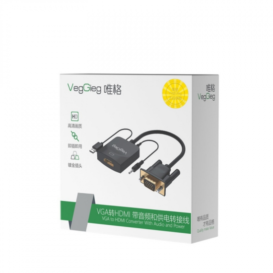 Đầu Chuyển VGA (K) Sang HDMI (L)+AUDIO VegGieg V-Z618 (1920*1080P/60Hz)