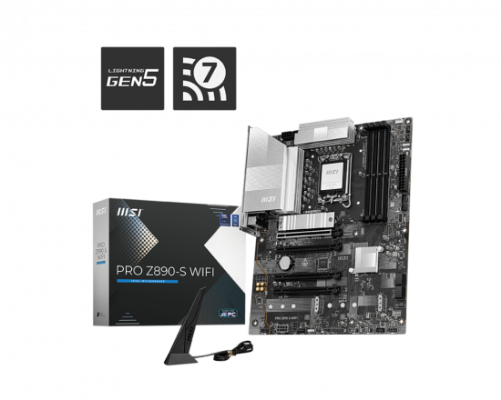 Mainboard MSI PRO Z890-S WIFI (LGA 1851, 4x DDR5, HDMI, Displayport, Thunderbolt 4, M.2 PCIe 5.0, WiFi 7, ATX)