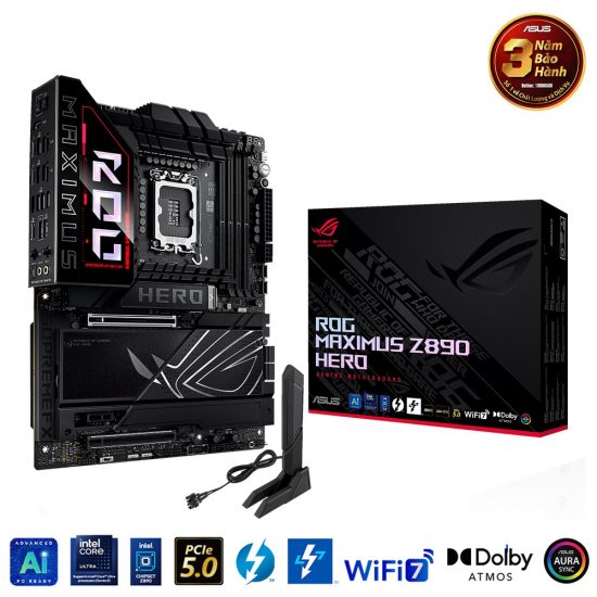 Mainboard Asus ROG MAXIMUS Z890 HERO (LGA 1851, 4x DDR5, HDMI, Thunderbolt 4, M.2 PCIe 5.0, WiFi 7, 2x LAN, ATX)