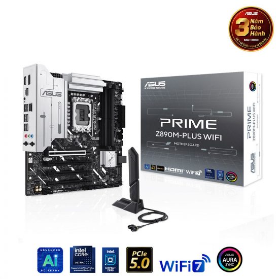 Mainboard Asus PRIME Z890M-PLUS WIFI (LGA 1851, 4x DDR5, HDMI, Displayport, Type-C Displayport, M.2 PCIe 5.0, WiFi 7, m-ATX)