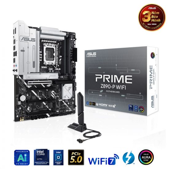 Mainboard Asus PRIME Z890-P WIFI (LGA 1851, 4x DDR5, HDMI, Displayport, Thunderbolt 4, M.2 PCIe 5.0, WiFi 7, ATX)