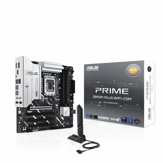 Mainboard Asus PRIME Z890M-PLUS WIFI-CSM (LGA 1851, 4x DDR5, HDMI, Displayport, Type-C Displayport, M.2 PCIe 5.0, WiFi 7, m-ATX)