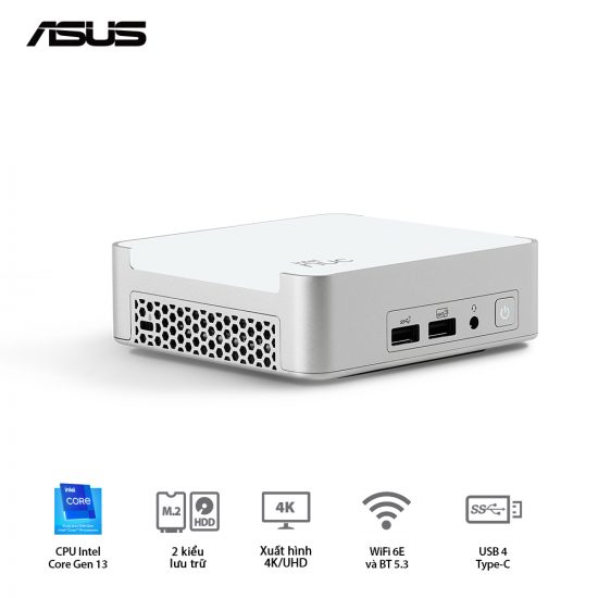 Máy Tính PC ASUS NUC 13 Pro Desk Edition Kit NUC13VYKi7 (Intel Core i7-1360P, RAM DDR4, SSD M.2, Wifi 6e, Bluetooth 5.3)