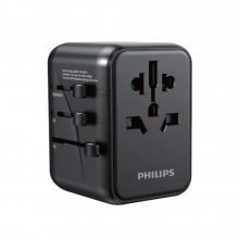 Ổ Cắm Điện Du Lịch Philips SPN3351 BK (2 x USB Type A, 1 x USB Type C PD 20W, Màu Đen)