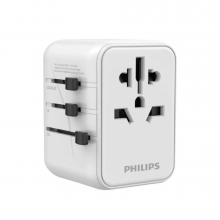 Ổ Cắm Điện Du Lịch Philips SPN3351 WH (2 x USB Type A, 1 x USB Type C PD 20W, Màu Đen)