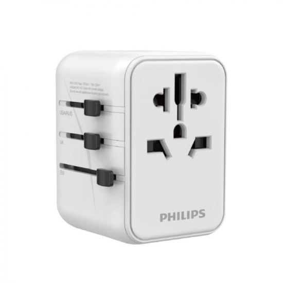 Ổ Cắm Điện Du Lịch Philips SPN3351 WH (2 x USB Type A, 1 x USB Type C PD 20W, Màu Đen)