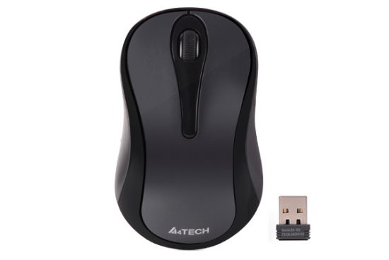 Chuột không dây A4TECH G3-280NS, Màu Xám Đen (2.4GHz, Silent Click, 1200 DPI, 1 Pin AA)